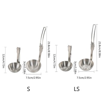 25UC (304) черпак за супа/решетъчна лъжица от неръждаема стомана със сгъваема дръжка, преносима лека къмпинг лъжица за туризъм