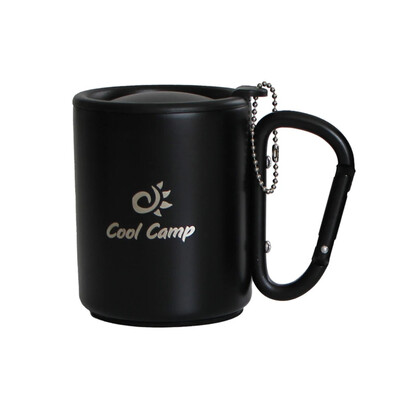 Prijenosna šalica s kukom s karabinerom i poklopcem Šalica za kavu za putovanja na otvorenom Kampiranje Šalica za planinarenje Lagani dijelovi šalice od nehrđajućeg čelika