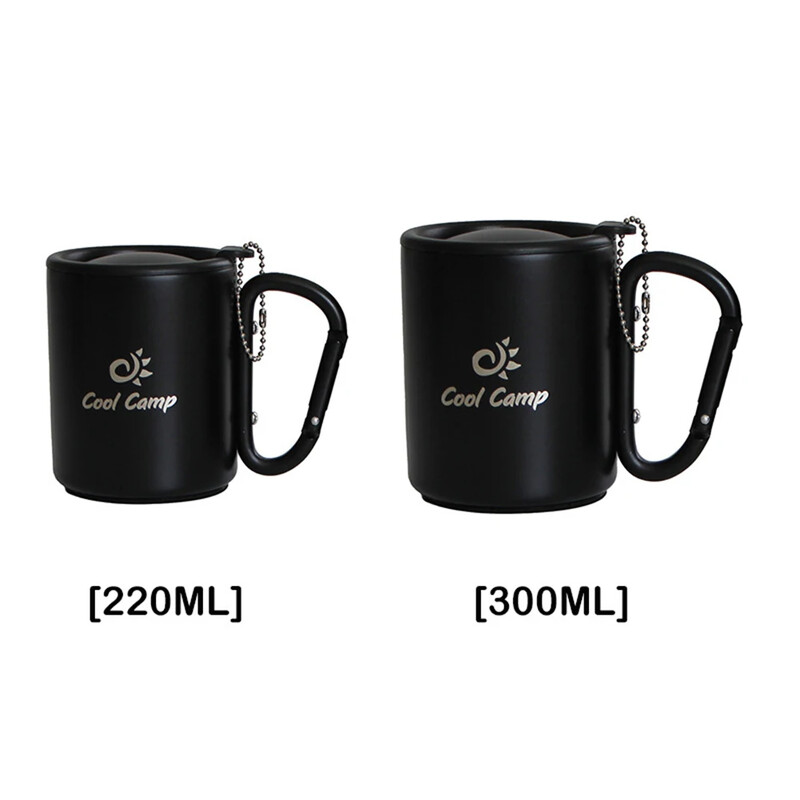 Prijenosna šalica s kukom s karabinerom i poklopcem Šalica za kavu za putovanja na otvorenom Kampiranje Šalica za planinarenje Lagani dijelovi šalice od nehrđajućeg čelika