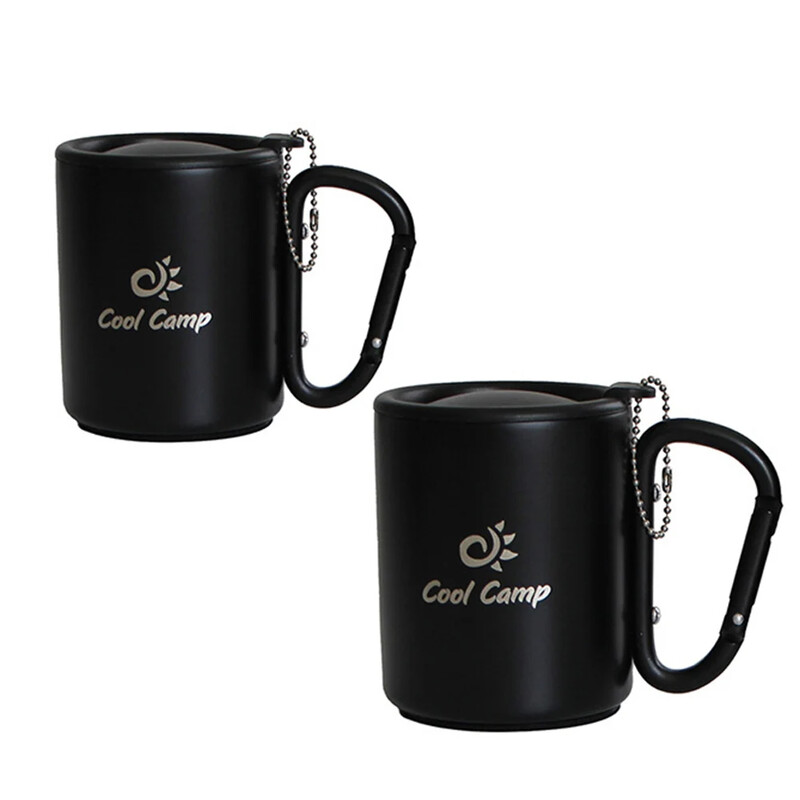Prijenosna šalica s kukom s karabinerom i poklopcem Šalica za kavu za putovanja na otvorenom Kampiranje Šalica za planinarenje Lagani dijelovi šalice od nehrđajućeg čelika