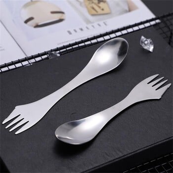 Απεριόριστο Voyage Titanium 3 σε 1 Πιρούνι Κουτάλι Spork Cut Σετ μαχαιροπήρουνων εξωτερικού χώρου διπλής χρήσης σε πάχος