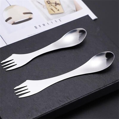 Boundless Voyage Titanium 3 в 1 вилица лъжица Spork Cut Set Външни прибори за хранене с двойно предназначение Дебелина на прибори