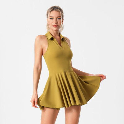 Fashions Aesthetics Teniske haljine s jastukom za prsa Propustljivost Plisirana suknja Tanka Jednostavna kratka suknja Sportska odjeća za fitness