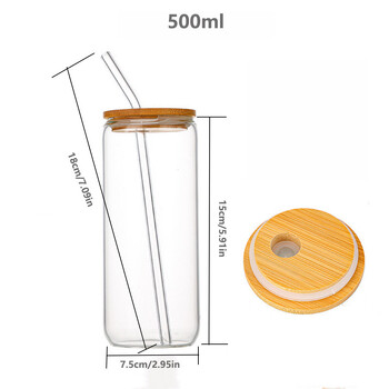 Чаши за студени напитки за сок с капаци от масивно дърво, сламки, стъклени чаши, устойчиви на висока температура съдове за хранене на открито