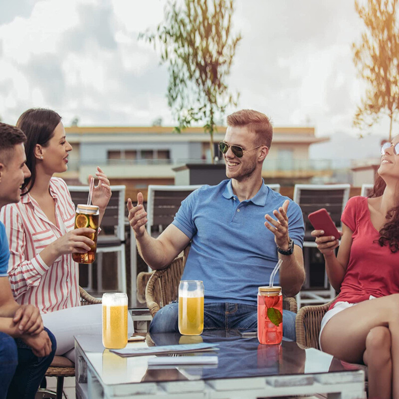 Šalice za hladna pića za sok s poklopcima od punog drva, slamke, staklene čaše, vanjsko posuđe otporno na visoke temperature