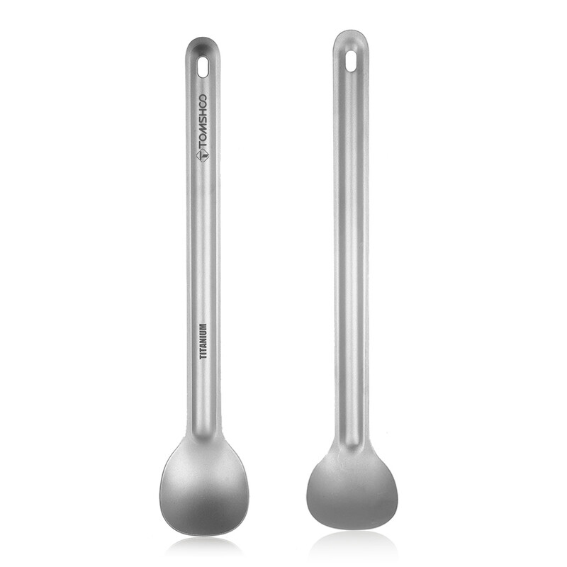 TOMSHOO titanijska žlica s dugom drškom, vanjska prijenosna žlica za večeru, pribor za jelo, kampiranje, ruksak, piknik, ultralaka 15 g