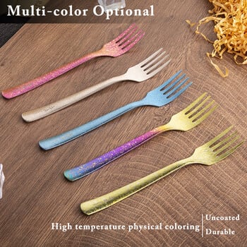 TiTo Rainbow Color Titanium Spoon Fork Squre Handle for Outdoor Camping Домашни прибори за хранене Екологично чисти титаниеви лъжици вилица