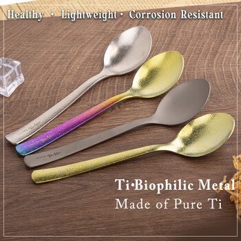 TiTo Rainbow Color Titanium Spoon Fork Squre Handle for Outdoor Camping Домашни прибори за хранене Екологично чисти титаниеви лъжици вилица