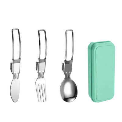 3PC mini prijenosna vanjska žlica vilica posuđe za kampiranje set pribora za jelo od nehrđajućeg čelika za planinarenje kampiranje na otvorenom potrepštine za kuhanje