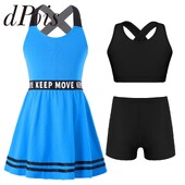 Detské dievčenské golfové tenisové šaty s potlačou písmen, športové šaty v tvare A, šortky na bedmintonové cvičenie, športové oblečenie