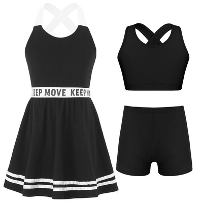 Detské dievčenské golfové tenisové šaty s potlačou písmen, športové šaty v tvare A, šortky na bedmintonové cvičenie, športové oblečenie