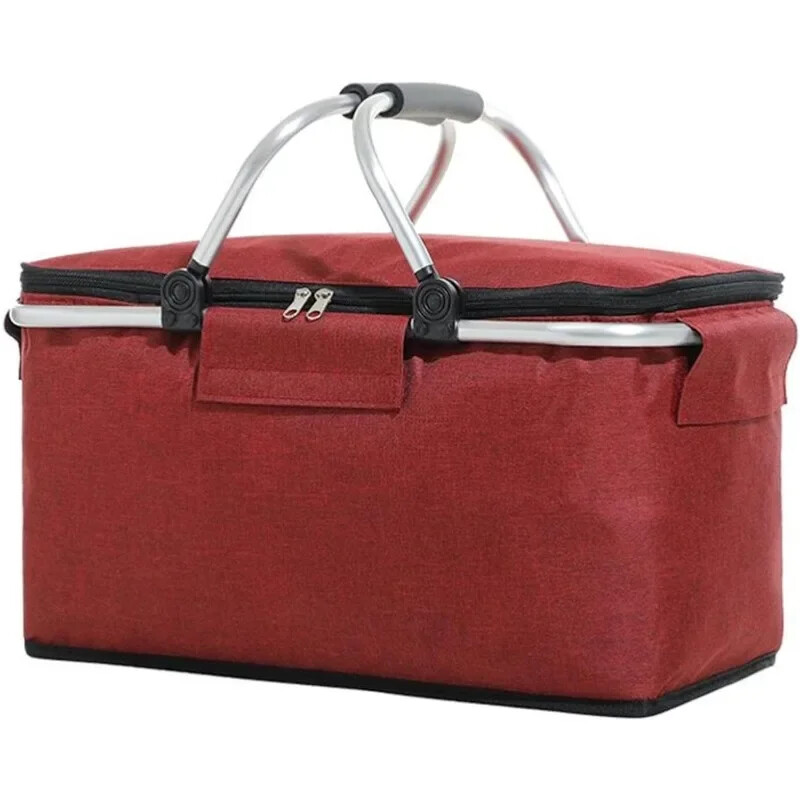 Velika košara za piknik Kupnja Putovanje Kampiranje Torbe za namirnice 2 sloja unutarnjih džepova Nepropusna i izolirana sklopiva košara