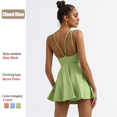 Cloud Rise Beauty Back Sportska haljina Ženske teniske haljine Safe Pocket Shorts Gym Golf Girl Jednodijelno odijelo za jogu Fitness Duga suknja