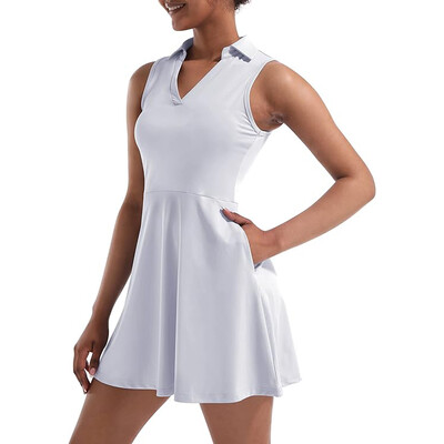 Sean Tsing® teniso suknelė moterims su įmontuotais šortais ir 4 kišenėmis be rankovių sportinė „Wotkout“ sportinė golfo „pickleball“ suknelė