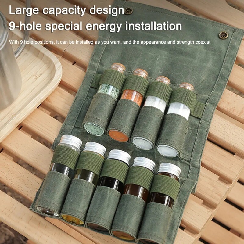 Vanjski set boca začina, prijenosna, sklopiva vodootporna vrećica velikog kapaciteta, kampiranje, planinarenje, piknik, roštilj, torba za začine