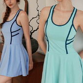 Dámske tenisové golfové šaty bez rukávov, úzke cvičebné fitness športové oblečenie, sukne na jogu, outdoorové bežecké minišaty s vypchávkou na hrudník a šortkami