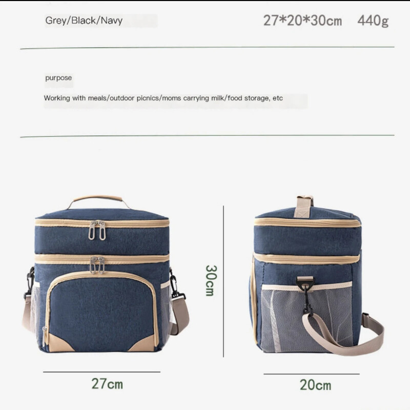 Nova podebljana izolacijska torba za piknik na otvorenom, izolacija za led, dvoslojna vodootporna uredska torba za ručak