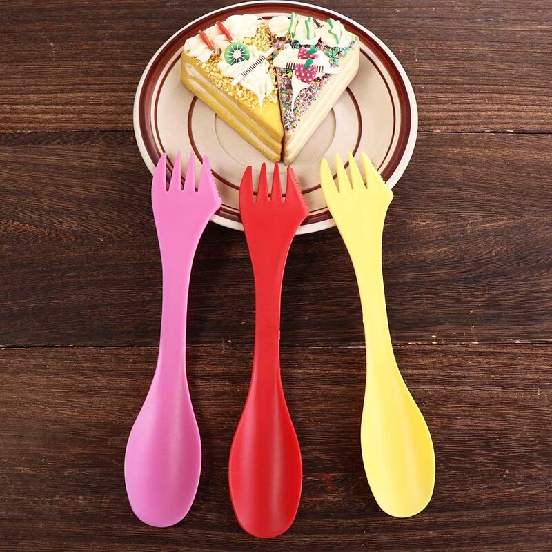 Galda trauki Deserta karote Daudzfunkcionāla zupas karote Konservu nazis Sporka karotes dakšiņa Pudeļu attaisāmais Dakša Plastmasas karote