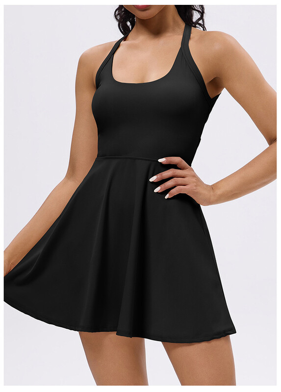 Dámske športové tenisové golfové šaty s všitými šortkami a podprsenkou, priedušné, nenáročné na behanie a cvičenie, športové šaty s otvoreným chrbtom