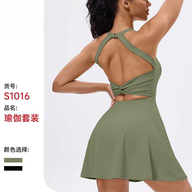 Dámske športové tenisové golfové šaty s všitými šortkami a podprsenkou, priedušné, nenáročné na behanie a cvičenie, športové šaty s otvoreným chrbtom