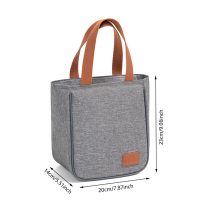Geantă de prânz izolată, portabilă, gri, pentru birou, școală, coreeană, din pânză Oxford, pentru picnic