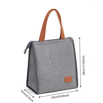 Geantă de prânz izolată, portabilă, gri, pentru birou, școală, coreeană, din pânză Oxford, pentru picnic