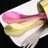 1kom žlica s viljuškom od čistog titana, ultra lagana, prijenosna posuđa za piknik i kampiranje na otvorenom, višenamenska žlica od čistog titana za dvostruku upotrebu