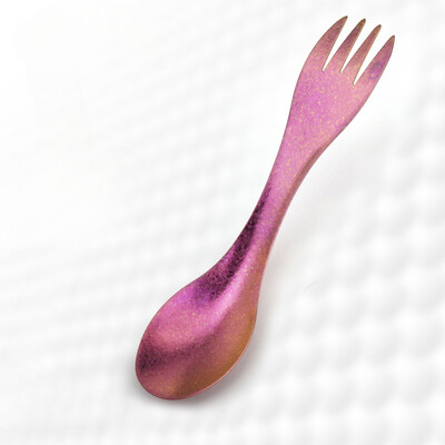 1kom žlica s viljuškom od čistog titana, ultra lagana, prijenosna posuđa za piknik i kampiranje na otvorenom, višenamenska žlica od čistog titana za dvostruku upotrebu