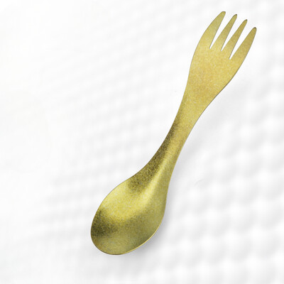 1kom žlica s viljuškom od čistog titana, ultra lagana, prijenosna posuđa za piknik i kampiranje na otvorenom, višenamenska žlica od čistog titana za dvostruku upotrebu