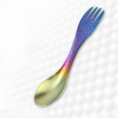 1kom žlica s viljuškom od čistog titana, ultra lagana, prijenosna posuđa za piknik i kampiranje na otvorenom, višenamenska žlica od čistog titana za dvostruku upotrebu