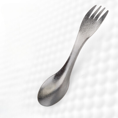 1kom žlica s viljuškom od čistog titana, ultra lagana, prijenosna posuđa za piknik i kampiranje na otvorenom, višenamenska žlica od čistog titana za dvostruku upotrebu