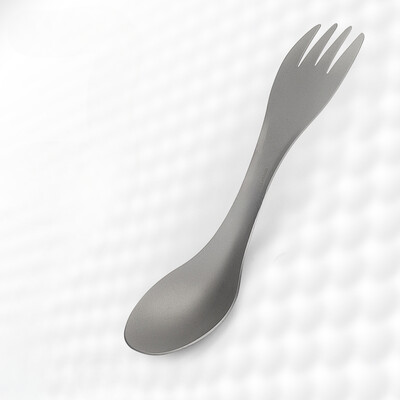 1kom žlica s viljuškom od čistog titana, ultra lagana, prijenosna posuđa za piknik i kampiranje na otvorenom, višenamenska žlica od čistog titana za dvostruku upotrebu