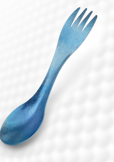 1kom žlica s viljuškom od čistog titana, ultra lagana, prijenosna posuđa za piknik i kampiranje na otvorenom, višenamenska žlica od čistog titana za dvostruku upotrebu