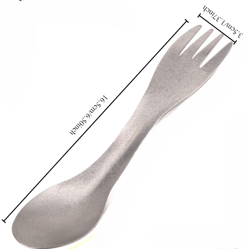 1kom žlica s viljuškom od čistog titana, ultra lagana, prijenosna posuđa za piknik i kampiranje na otvorenom, višenamenska žlica od čistog titana za dvostruku upotrebu