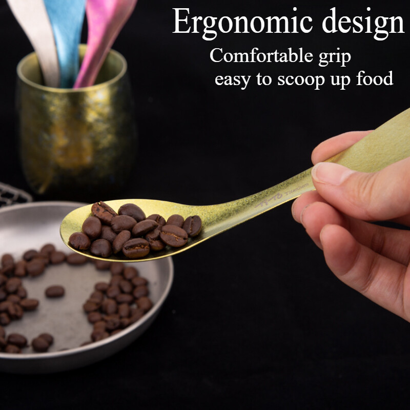 1kom žlica s viljuškom od čistog titana, ultra lagana, prijenosna posuđa za piknik i kampiranje na otvorenom, višenamenska žlica od čistog titana za dvostruku upotrebu