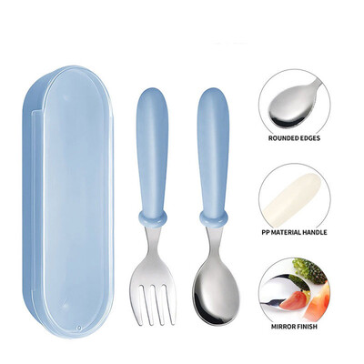 Prijenosni set posuđa od nehrđajućeg čelika 304 vanjska žlica i vilica 2-dijelni set studentski prijenosni set posuđa žlica za hranjenje bebe