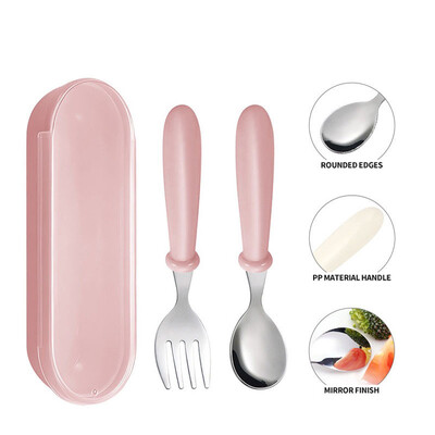 Prijenosni set posuđa od nehrđajućeg čelika 304 vanjska žlica i vilica 2-dijelni set studentski prijenosni set posuđa žlica za hranjenje bebe