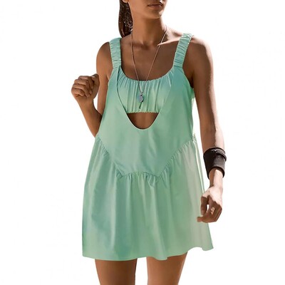 Suvine tennisekleidi lühikeste pükste komplekt seljataga disainiga tenniserõivaste komplekt, ülemised lapilised lühikesed püksid Stiilne sportlik riietus naistele naistele