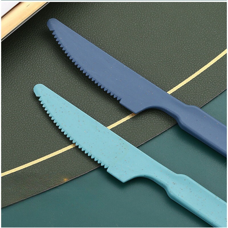 1PC set dnevnog posuđa Nož, vilica i žlica od pšenične slame Trodijelni dodaci za kampiranje na otvorenom 3 u 1 set pribora za kampiranje