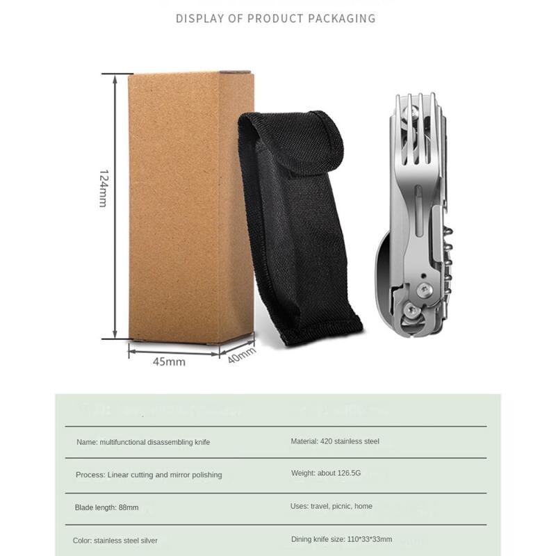 Vanjsko posuđe Višenamjenski prijenosni nož Vilica Žlica Otvarač za boce Sklopivi pribor za jelo Oprema za kampiranje