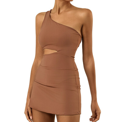 Ženska teniska haljina s kratkim hlačicama i jastučićima za prsa Seksi naramenice za jedno rame, super rastezljive šorts za golf i badminton Odijela za jogu sve u jednom