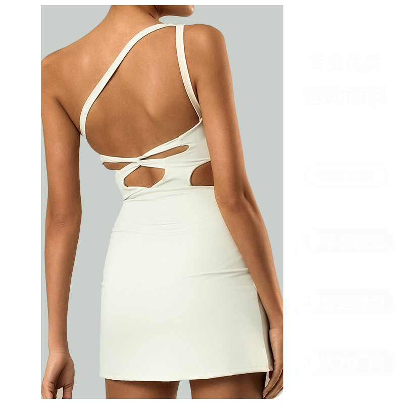 Ženska teniska haljina s kratkim hlačicama i jastučićima za prsa Seksi naramenice za jedno rame, super rastezljive šorts za golf i badminton Odijela za jogu sve u jednom