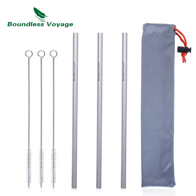 Titanijska slamka Boundless Voyage s četkom za čišćenje Ravna zakrivljena slamka za višekratnu upotrebu Posuđe za vodu za kavu čaj jogurt