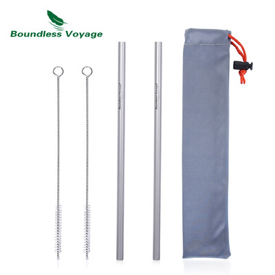 Titanijska slamka Boundless Voyage s četkom za čišćenje Ravna zakrivljena slamka za višekratnu upotrebu Posuđe za vodu za kavu čaj jogurt