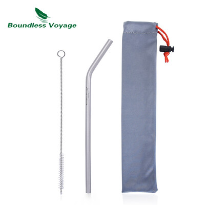 Titanijska slamka Boundless Voyage s četkom za čišćenje Ravna zakrivljena slamka za višekratnu upotrebu Posuđe za vodu za kavu čaj jogurt