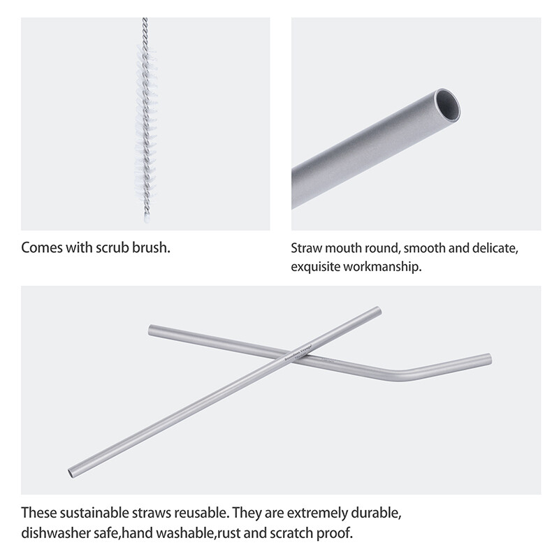 Titanijska slamka Boundless Voyage s četkom za čišćenje Ravna zakrivljena slamka za višekratnu upotrebu Posuđe za vodu za kavu čaj jogurt