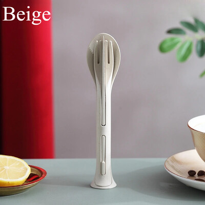 Prijenosni set posuđa 3-u-1 Posuđe od pšenične slame Odvojivi pribor za jelo Piknik Posuđe za jelo Kampiranje Set pribora za jelo Kampiranje na otvorenom