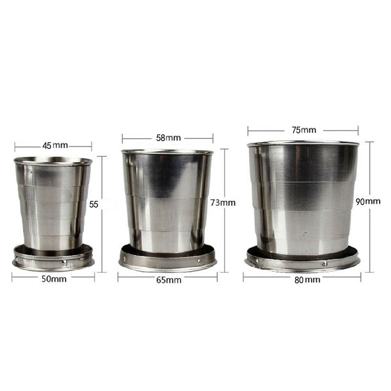 Prijenosne čaše za putovanja na otvorenom Sklopiva čaša za vodu od nehrđajućeg čelika otporna na toplinu Izdržljiva čaša za vanjska putovanja za kampiranje planinarenje piknik roštilj