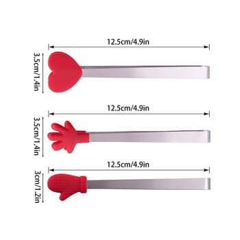 Мини силиконови щипки за храна Дръжка от неръждаема стомана Длан от неръждаема стомана Прекрасни противоплъзгащи закуски Пинцети Неприятни ръчни инструменти