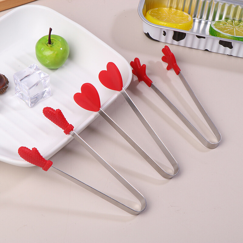 Mini silikonske kopče za hranu Ručka od nehrđajućeg čelika za dlan od nehrđajućeg čelika Prekrasne grickalice protiv klizanja Pinceta Nije prljavi ručni alat